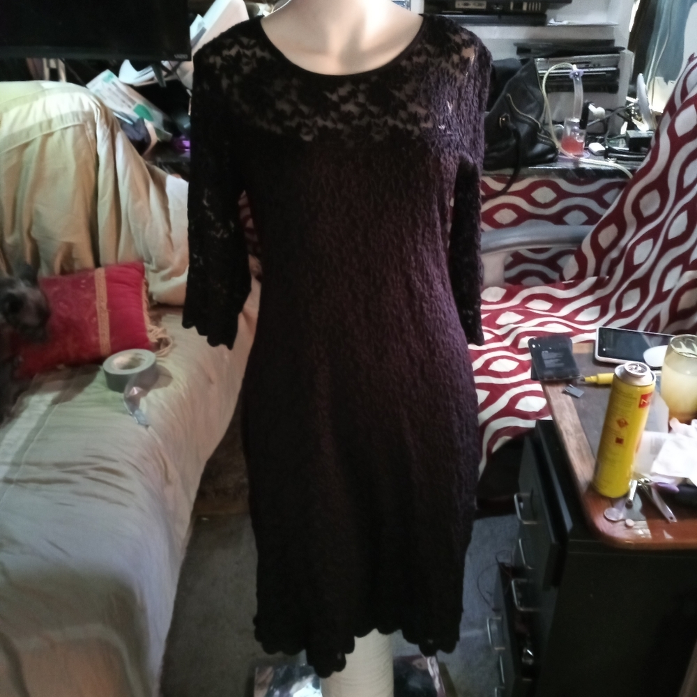 Dressbarn collection black lace dress size 14
